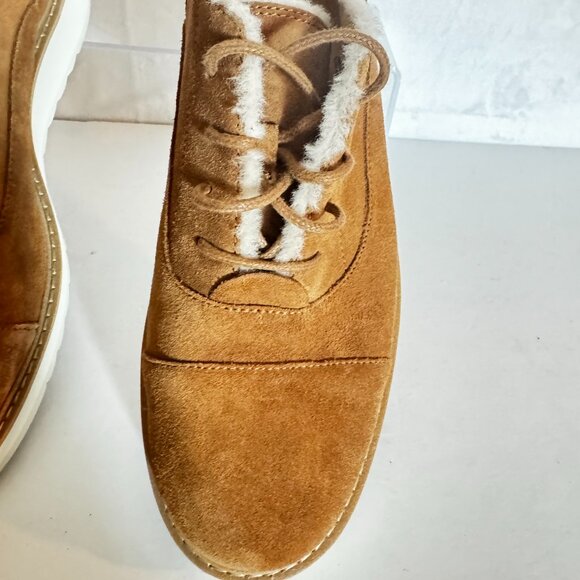 UGG Johanna Spill Seam Loafer Oxford Size 9 Suede Chestnut Wedge - Picture 5 of 13